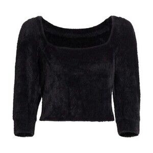 Free People Moon Beam Fuzzy Warm Black Sweater. Size medium.